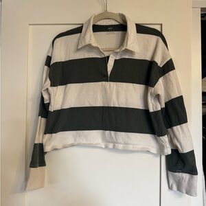 Aerie Cropped Rugby Striped Pullover